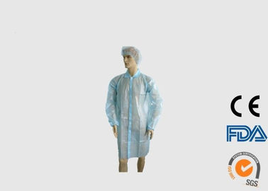 Áo khoác phòng thí nghiệm dùng một lần không thấm nước Màu xanh nhạt với cổ tay đàn hồi